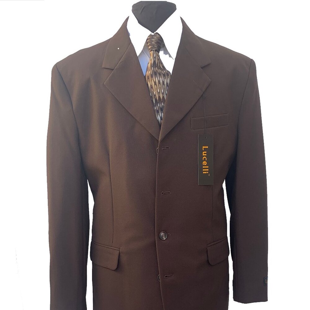 LUCELLI 2 PIECE MEN'S SUIT HIGH QUALITY ITALIAN SUPERIOR POLYESTER 4B WOOL TOUCH